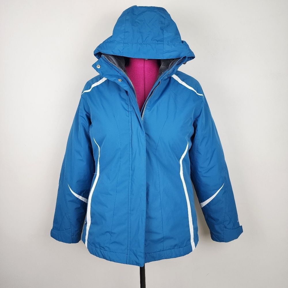 Aspen 3-in-1 Parka Jacket Women's Large Turquoise Blue Gorpcore Hooded Windbreak - Picture 16 of 16